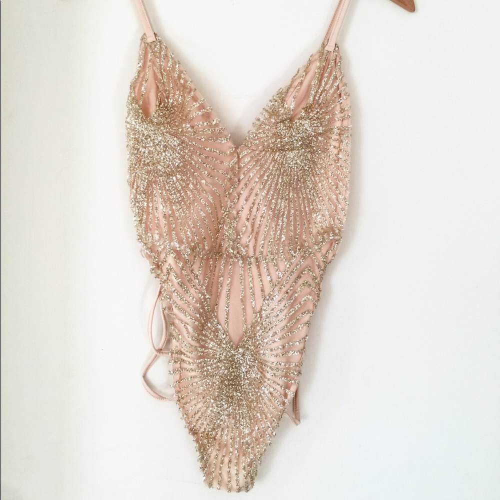 Glitzy Nude Peach Bodysuit